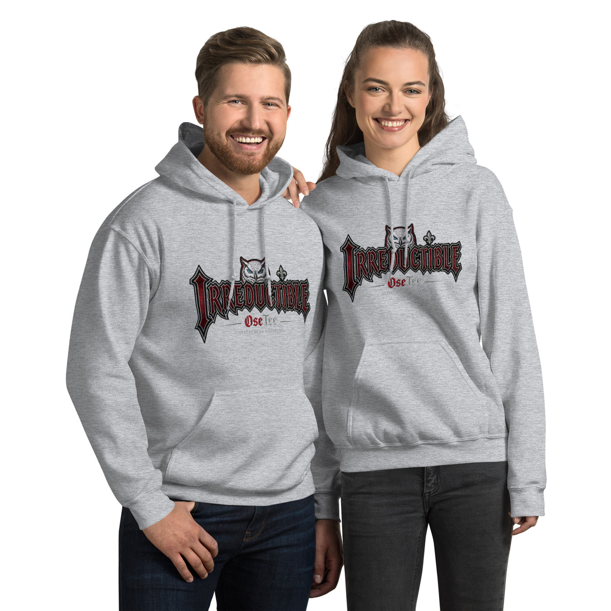 Hoodie Irréductible OseTee gris sport