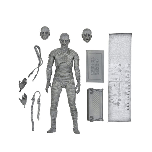 Figurine Ultimate Momie 7" en noir et blanc des Monstres Universels