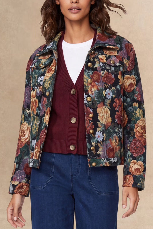 Tatiana Floral Jacket Woven Jacquard Button-Front