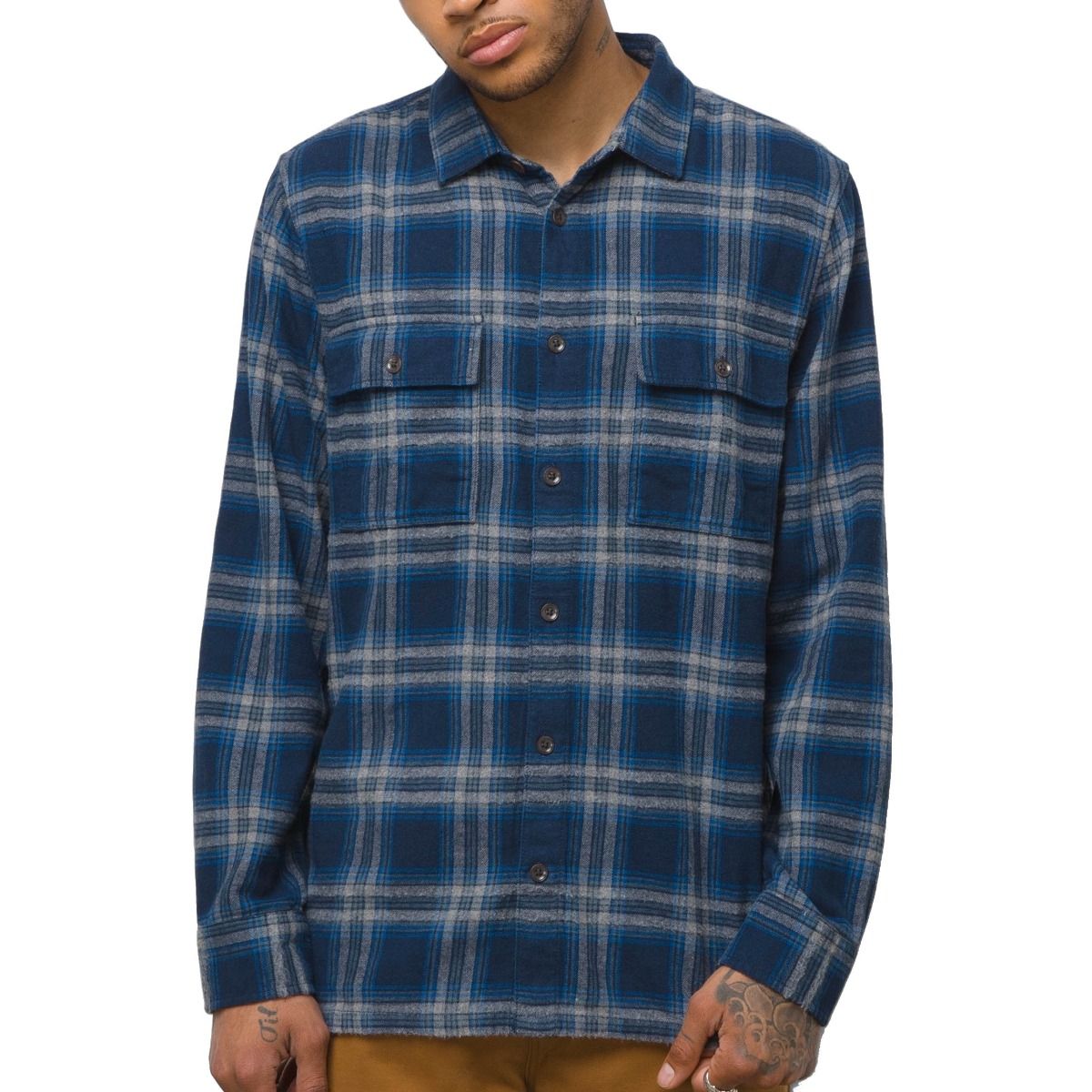 Vans 'Straight Hem' L/S Shirt - Plaid Blue