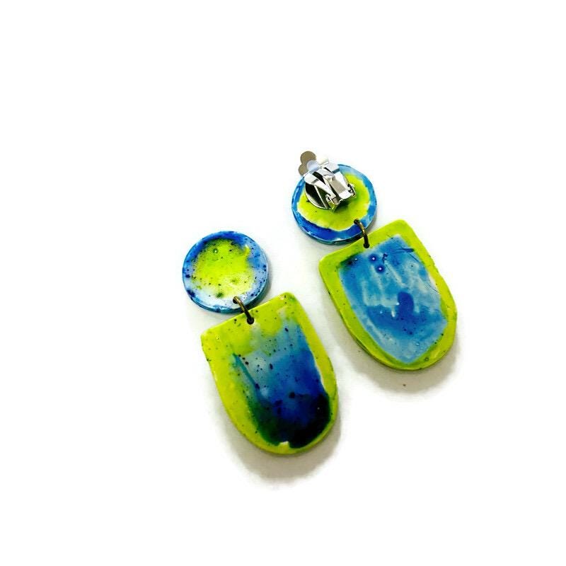 Watercolor Jewelry Set with Statement Necklace & Earrings Handmade