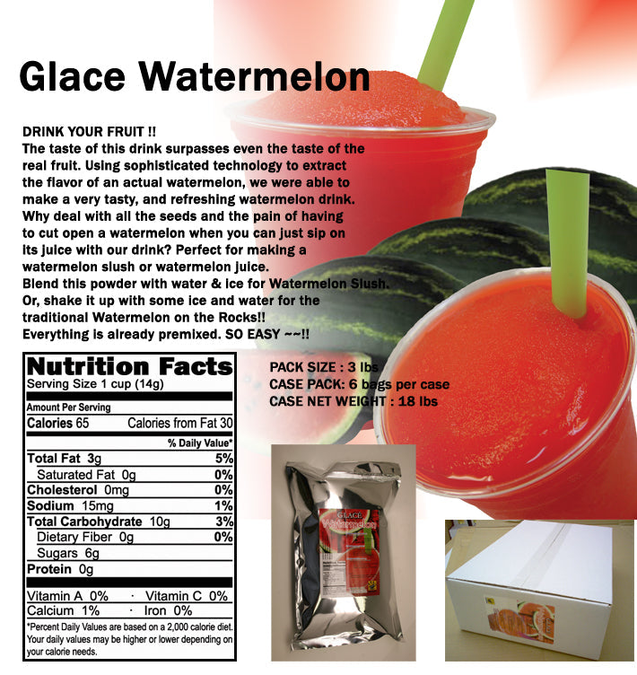 Watermelon 4 in 1 Mix for Bubble Tea, Smoothies, Lattes and Frappes, 3 lbs. Bag (Case 6 x 3 lbs. Bags)  - Ships Free Within Canada on Orders Above CAD $199