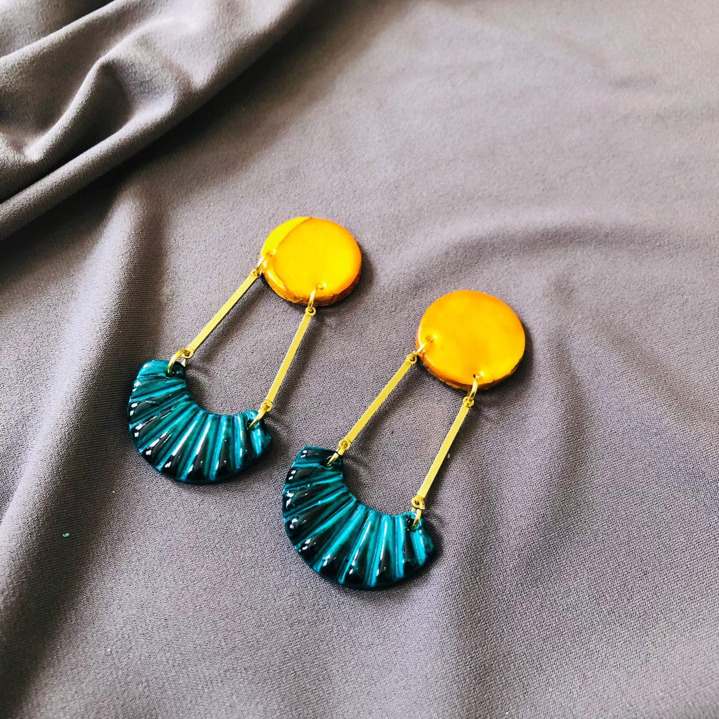 Long Art Deco Statement Earrings, Post or Clip On – "Kia"
