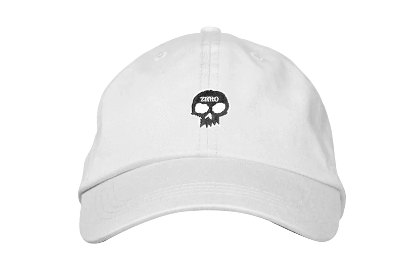 Zero 'Single Skull' 6-Panel Cap - White
